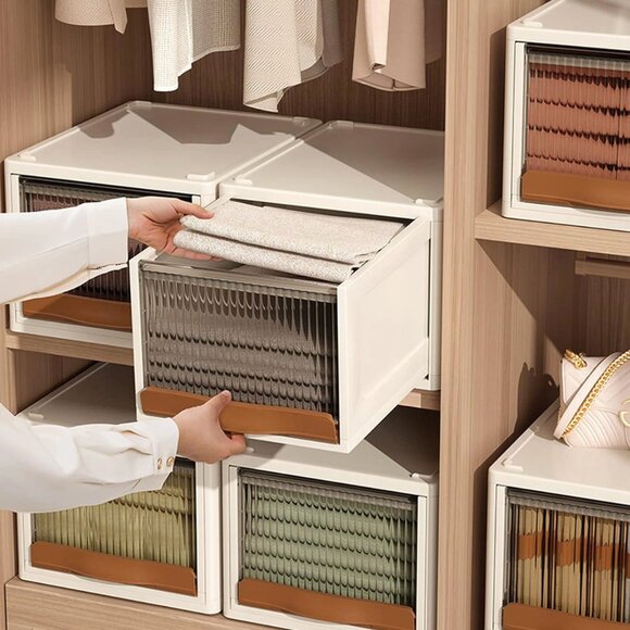 16.5L Stackable White Storage Bin Plastic Drawer With Lid Close Organizer - Picture 3 of 3